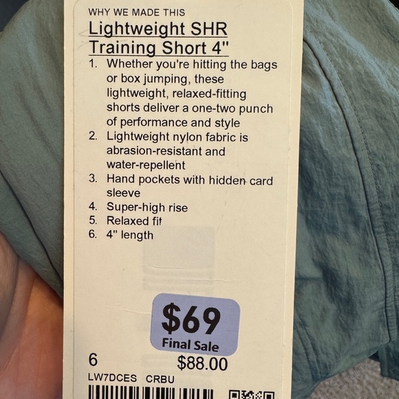 Lululemon Lightweight SHR Training Short 4" sz 6 Crater Blue - Picture 2 of 5